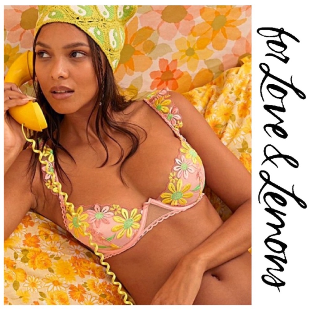 🍋 FOR LOVE & LEMONS Daisy Jane Bra STUNNING Embroidered Bra Large NWT’S-$100